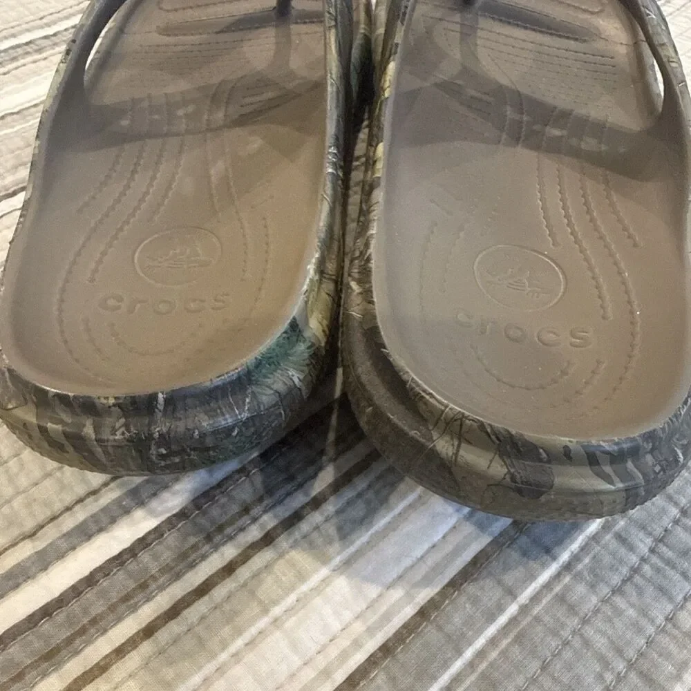 Crocs Flip Flop Brown Realtree Camo Advantage Thong Classic Sandals Mens Size 12